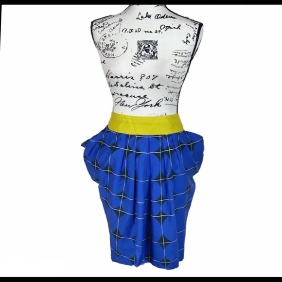 ANTHROPOLOGIE ODILLE NWT Blue Fargyle Retro Bubble Pocket Skirt - Picture 1 of 12